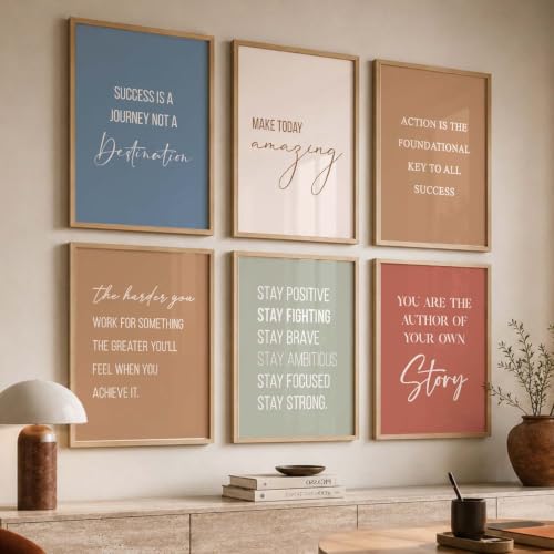 Image of kotart Motivational Quote Paintings with Frame for Home Decoration - Quote Painting for Living Room Bedroom Office Room Decor - Painting for Wall Decoration - Set of 6 (13x17, B)