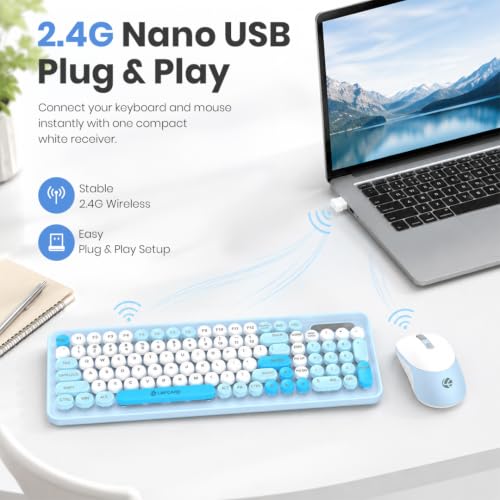 Image of Lapcare Ramon 1 Wireless Keyboard & Mouse Combo WL-105 | 2.4GHz Wireless Nano USB Receiver | 101 Retro UV Printed Keys | 12 Multimedia Hotkeys | 3200 DPI Adjustable Mouse | Ergonomic Design