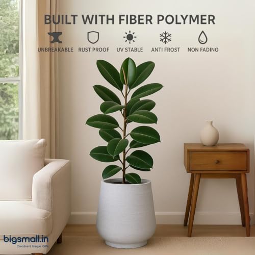 Image of Bigsmall Designed Plant Pots, Premium Durable Polymer Flower Pots for Indoor & Outdoor Plants - Lightweight, Stylish, and Weather-Resistant Garden Planters (Sierra-White Stone, 18 Inch)
