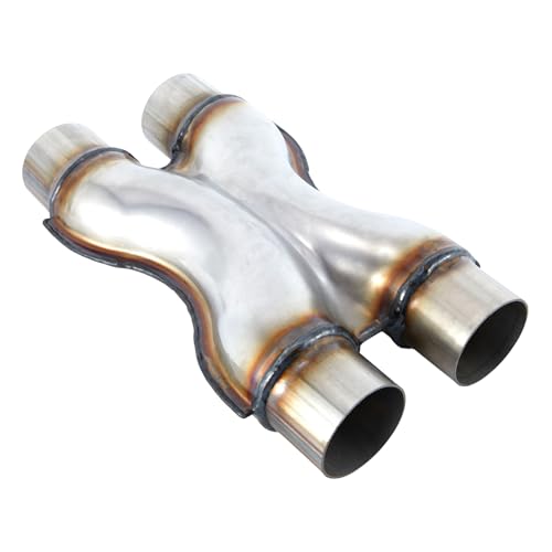 Cabtherlyn Exhaust X Pipe Universal 2.5 Dual Inlet/Outlet Stainless Steel Crossover X Pipe 12 Long