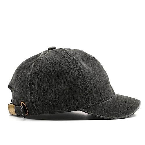 talajee Baseballkappe für den Sommer, Kurze Krempe, Vintage, verstellbar, unstrukturiert, gewaschen, abgenutzte Baumwolle, blanko, für Damen und Herren, Schwarz, Einheitsgröße