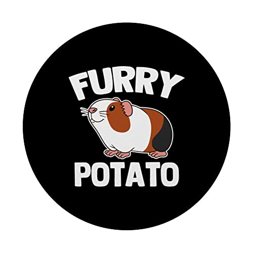 Furry Potato - Funny Saying Guinea Pig Owner Cute Guinea Pig PopSockets Swappable PopGrip, Black - Image 3