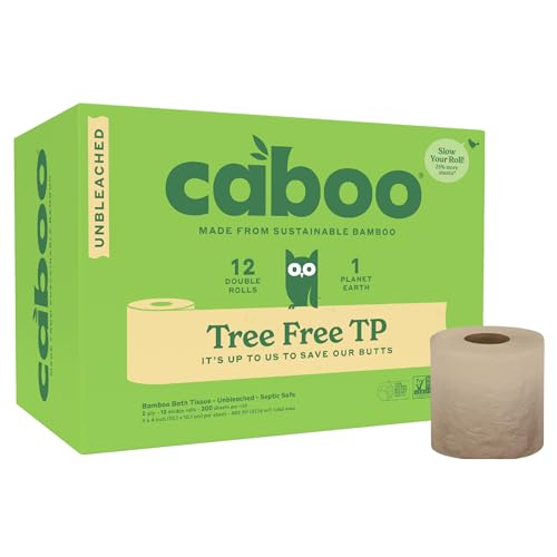Caboo Tree Free Unbleached Toilet Paper | Plastic Free...