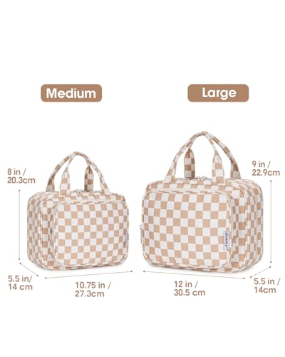 Image of Narwey Large Hanging Toiletry Bag Travel Makeup Bag Cosmetic Organizer for Women and Girls, Z-Light Checkerboard, Large
