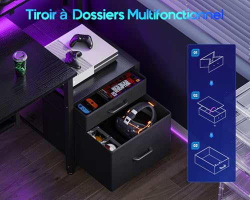 Table gaming avec prises intégrées pour un setup de télétravail épuré