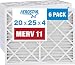 Aerostar 20x25x4 MERV 11 Pleated Air Filter, Made in the USA 19 1/2" x 24 1/2" x 3 3/4", 6-Pack