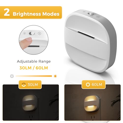 Image of L LOHAS LED Night Lights Plug into Wall,Dusk to Dawn Sensor Night Light | Dimmable Nightlight for Bathroom Night Light, Hallway, Kitchen, 3000K Soft White, 4 Pack