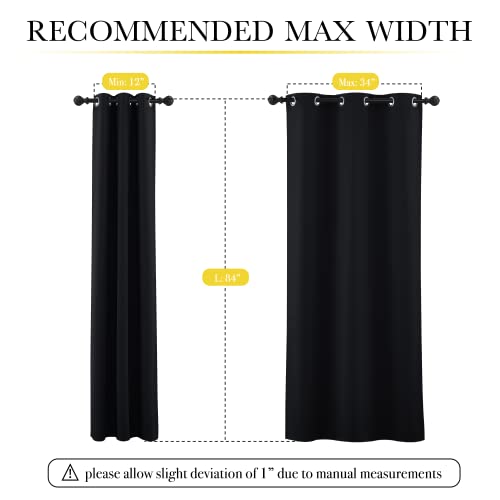 Image of NICETOWN High-End Thermal Curtains, Black Full Blackout Cold Reducing Curtains 84 Inches Long for Dining Room, Soundproof Window Treatment Drapes for Hall Room, 42 inch Wide Per Panel, Set of 2 Panels