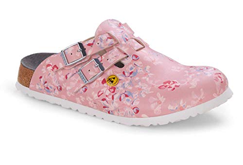 Birkenstock Damen Clogs Kay ESD Birko-Flor - Flowers Field Rose - Schmal EU 38