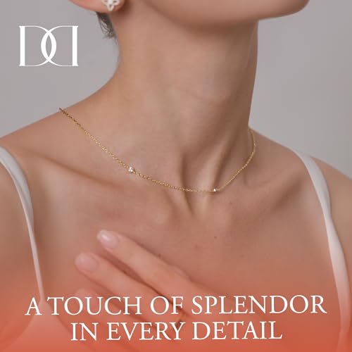 MINDDHA 18K/14K White/Yellow Gold Plated Station Necklace | Simulated Diamond BTY Necklace | Dainty Necklace for Women | CZ Necklace | White Gold and Gold Jewelry | 15-18 Inch + 3 Inch Extender4