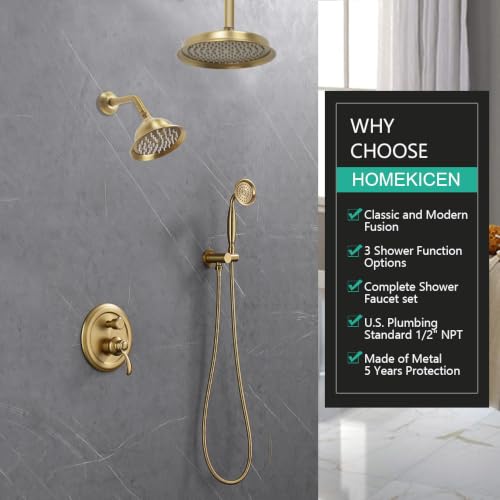 Homekicen Dual Rain Shower Head System with Handheld Antique Faucet Set by homekicen - Used condition - Image 2