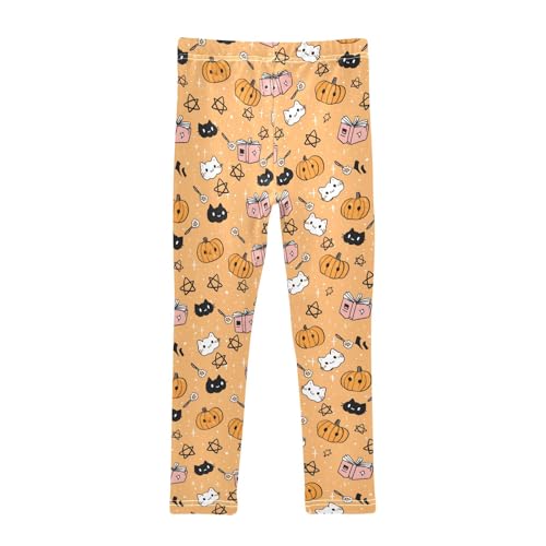 Girls' Athletic Leggings Ankle Length Yoga Dance Pants Kids Teen 4T Pumpkin Magic Book2