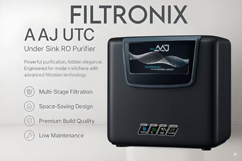 Image of AQUA AAJ UTC Under Sink RO System (BLACK)| RO+UV+UF+Sediment+Carbon |12L Storage Tank | Faucet & All Accessories| DIY Filter Change | Unbreakable Body | Under Counter RO System