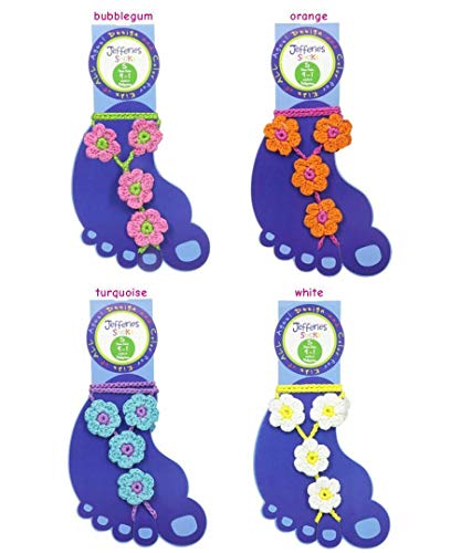 Jefferies Socks Girls Womens Beach Wedding Barefoot Sandals Crochet Cotton 2 Pair Pack2