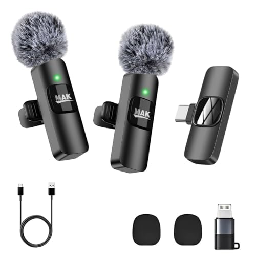 Image of MAK Dual Wireless Mic With Fur Windscreen, Noise Reduction Mic, Wireless Microphone for Youtubers, Vlogging, Recording, Compatible with Android /iOS /PC (Black, Single Mic)