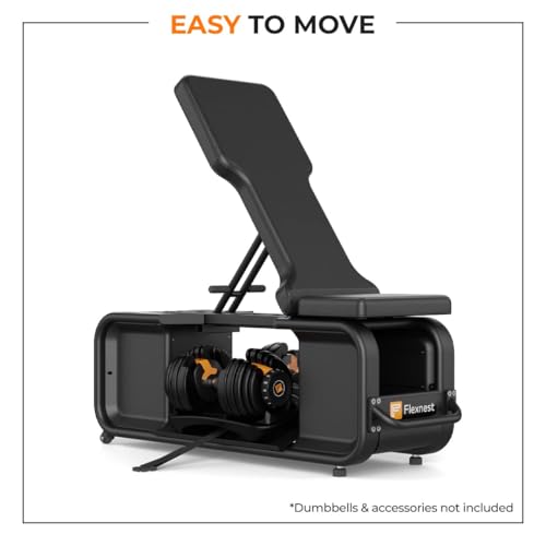 Image of Flexnest Commercial Grade Adjustable And Foldable Gym Bench Incline & Flat 250 Kg Capacity Fitness Gym Bench with Storage For Home Workout,Premium Leather Adjustable Multi-Purpose Machine - Black (Flexbench Pro)
