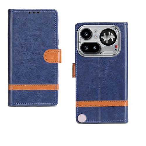 Image of amazon basics Nothing Phone 4A Pro 5G Flip Cover | Card Pockets Wallet & Stand | Flip Cover for Nothing Phone 4A Pro 5G (Blue Stripes)