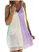 ZANZEA Women's Sexy Spaghetti Straps Sleeveless Loose Rainbow Chiffon Mini Dress Mix M
