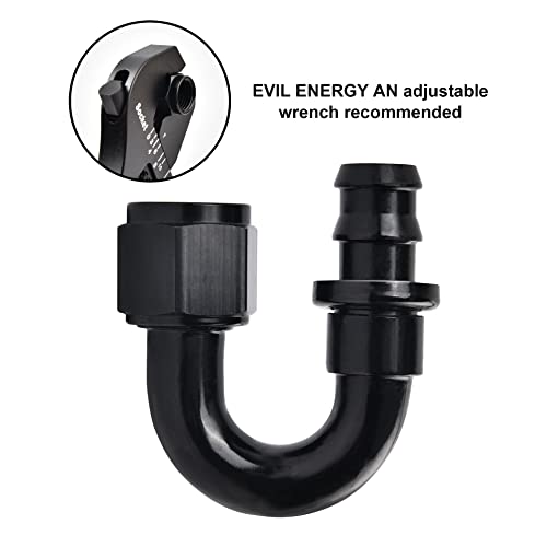 Image of EVIL ENERGY 8AN 180 Degree Push Lock Hose Fitting End Black