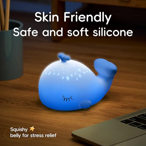 Image of Whale Night Light, 7 Colors Dimmable Bedside Lamp, Touch Control Night Lamp with Timer Table Lamp, Used for Camping Party Room Decor (Whale)