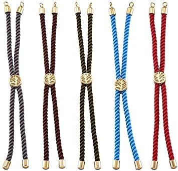 Image of Satra Traders Adjustable Nylon Slider Bracelet Twisted Cord with Brass Findings | Size : 23cm | Qty : 5pcs | Grey