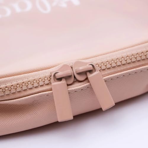 Image of Milagro Beauty Cosmetic Organizer Makeup Bag | Portable Travel Pouch for Brushes, Toiletries, & Cosmetics Items | Double Zipper, Clear Window Grooming Kit & Makeup Storage (24x19x6cm)