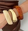 Chunky Gold Acrylic Bangle Bracelets for Women, Dainty 14k Gold Plated Big Stackable Orange Bangles Set, Trendy Cuff Bracelet Summer Beach Jewelry Gifts Amber Bangle #2