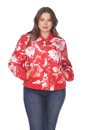 Women's Plus Size Classic Bomber Jacket with Zipper and Design