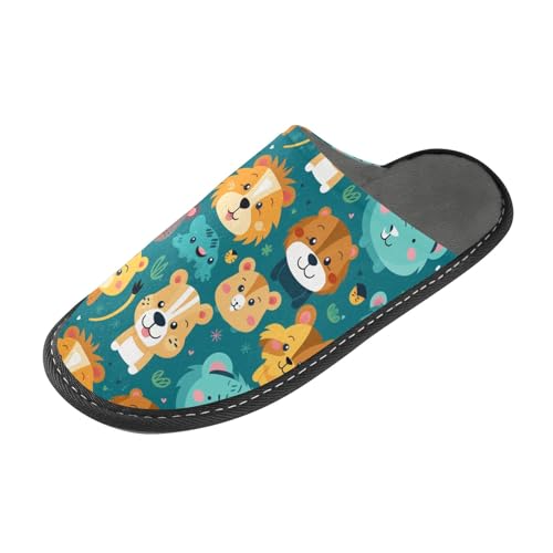 Cartoon Lions Fuzzy Slippers Soft Home Bedroom Slippers for Women Men House Shoes