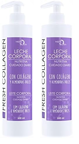Leche Corporal con Colageno y Almendras Dulces. Body Milk FRESH COLLAGEN, Crema Hidratante Corporal nutritiva de uso diario 500 ml. Marca: Noche y Día (Paquete de 2)