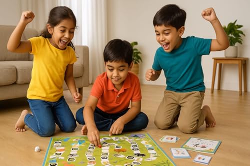 Image of Jungle Jump Board Game for Kids | Fun Fitness Activity Game with Animal Theme | Physical Exercise Game for Boys & Girls Age 5-12 | Family Party Game | Indoor Activity Game | 2+ Players