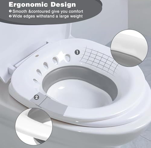 Image of Sitz Bath Tub for Adult Portable Foldable Piles Postpartum Essentials Fissure With Pressure Pump Pregnant Women Care Hemorrhoids Vaginal Recovery Anal Inflammation Treatment (Design 1)