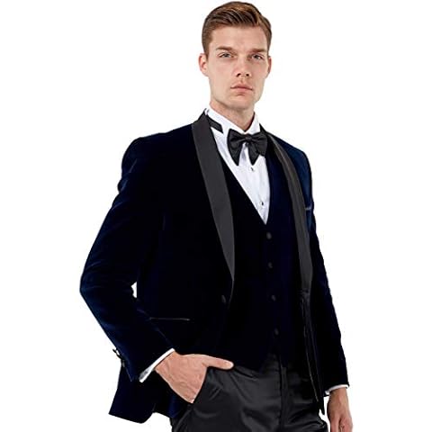 Jack Martin - Midnight Blue Velvet Dinner Jacket & Waistcoat. Tuxedo Suit for Prom/Wedding/Christmas/Party Cover