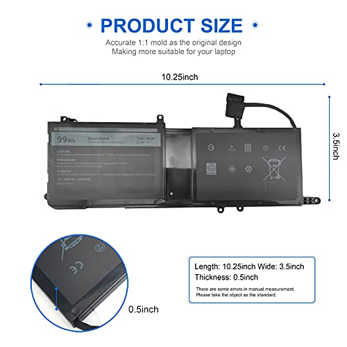 Image of 99WH Type 9NJM1 Battery Compatible with Dell Alienware 15 R3 R4 17 R4 R5 P31E001 P31E002 P69F001 P69F002 ALW17C-D1738 D1748 D1758 D1848 D2738 D2748 D2758 R1748 Notebook MG2YH 01D82 0546FF 44T2R HF250