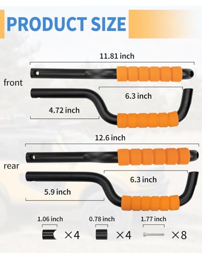 Image of ROADER Bronco Front & Rear Roll Bar Grab Handles for 2024 2025 New Ford Bronco 2021 2022 2023 4 Door, Alloy Grip Handles Bronco Interior Accessories, 4 Pack(Not Fit Bronco Sport)-Orange