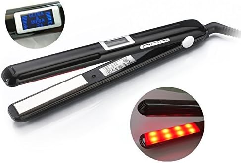 2019 New Design professional Ultrasonic Infrared Hair Care Iron Recovers the Damaged hair LCD Display Hair Treatment Styler Iron Hair Straightener, Infrared Hair StraightenerCeramic Flat Iron (Black)