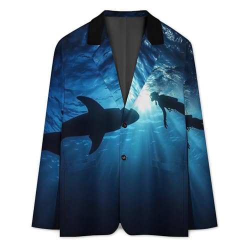 Freediver with Whale Shark Mens Blazer Lightweight Sport Coat Two Button Suit Jackets3