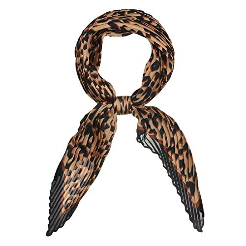 Allegra K Leopard Print Pleated Rhombus Scarf Neck Scarves Neckerchief for Women Lady