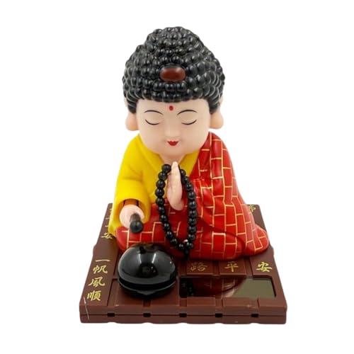 Image of CraftVatika Buddha Solar Powered Moving Head and Hand Sitting Buddha Feng Shui Items for Good Luck, for Money, Home Decor Items, Show Pieces for Home Decor | Car Dashboard | Home Office Desk