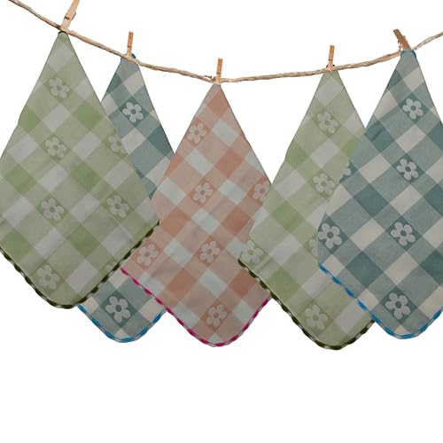 Image of ANVIK Women Check Handkerchief - Cotton Hanky, Face TowelHanky for Kids Boys Girls for School (Pack of 6 Pc)