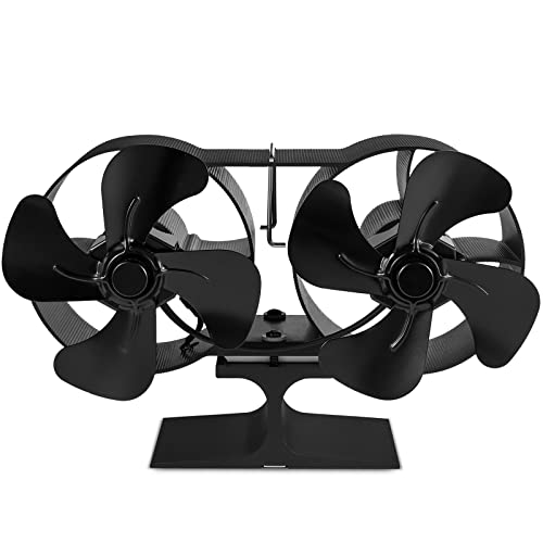 Slivek Wood Stove Fan Heat Powered, 8Blades Twin Motor Double Heat Powered Fireplace Fan Non