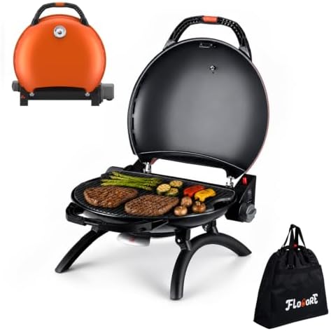 Portable Propane Grill Tabletop Grill for Camping, Orange