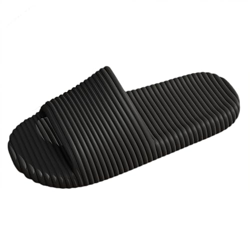 Generisch Zapatillas de baño suaves para mujer, cómodas pantuflas de baño, antideslizantes, puntera abierta, zapatos de sauna de secado rápido, zapatos de verano, zapatos de playa, Negro, 9.5