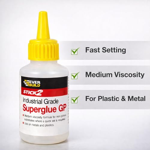 Everbuild Stick 2 Industrial Grade Superglue GP 50g, Medium Viscosity Fast Bonding Adhesive for Metal Plastic Rubber Wood, Strong Cyanoacrylate Glue with Precision Nozzle for DIY & Workshop Use - Image 2