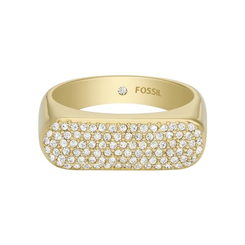 Dimensioni: 5, 6, 7, 8, 9 Fossil Anelli con sigillo da donna in acciaio inossidabile, Oro giallo, 5