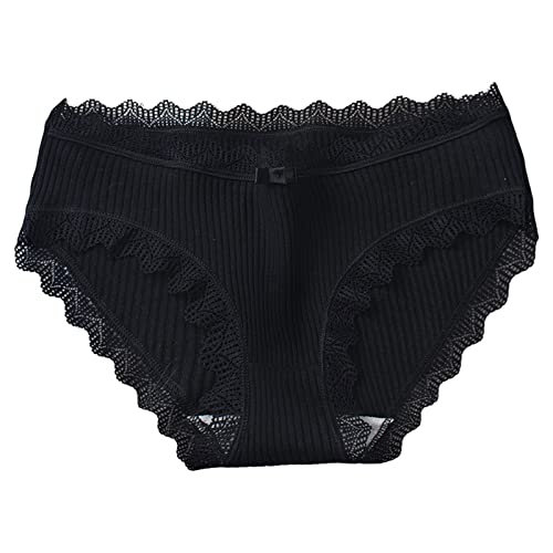 Ropa interior de encaje para mujer, sin costuras, color negro, cómodo, sin costuras, talla media, transpirable, sin costuras, invisible, color sólido