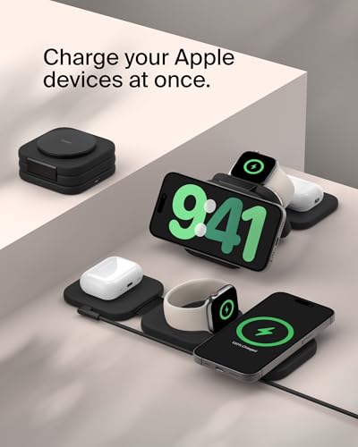 image for Belkin MagSafe Charger Compatible 3-in-1 Magnetic Charging Travel Pad 