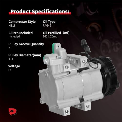 Image of PHOBOOS A /C compressor with Clutch Compatible with Kia Sorento 2003-2006 V6 3.5L, Fast Cooling, Low Noise, Easy Installation, Ref. CO-10822C
