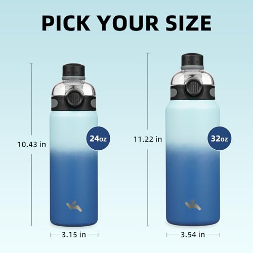 Image of Konokyo 32 oz Insulated Stainless Steel Water Bottle with Straw Lid