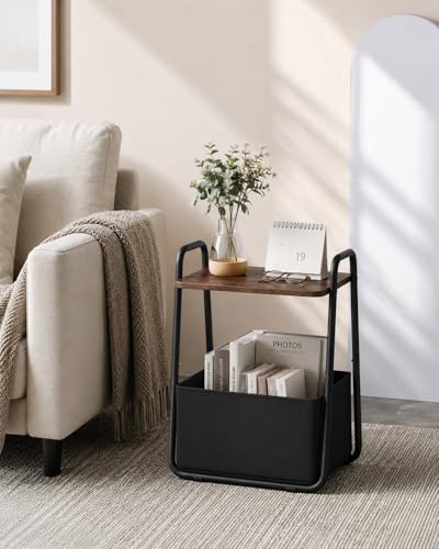 Synlajoy Side Table,Small End Table with Storage,Nightstands,Metal Frame | Bedside Table with Fabric Drawer for Living Room, Rustic Brown, for Bedroom& Bathroom& Outdoor& Office - image 6